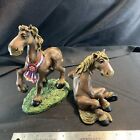 Lot 2 Pasture Champion & Sitting Elmer Figurine Montana Silversmith Western VG