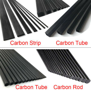 500mm Carbon Fiber Strip Solid Rod Round Square Tube Flat Bar Shaft RC Airplane