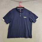 Seattle Seahawks Polo Mens XL Extra Large Blue Short Sleeve 1/4 Button Collared
