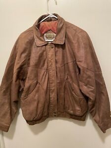 Vintage Phase 2 Brown Leather Bomber Flight Jacket Mens Size L