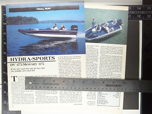1987 2) page FEATURE on Hydra-Sports DV 175 w/ Mercury, motor yacht bass boat