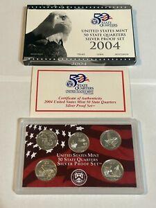 2004 U.S. Mint 50 State Quarters Silver Proof Set with Box & COA