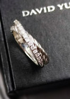 David Yurman 925 Silver Crossover Ring Pave Style - Size8.5 US - Box And Pouch