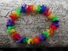 24 X MULTI COLOURED FABRIC FLOWER LEIS 100CM CIRCUMFERENCE