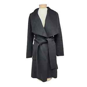 Diane Von Furstenberg DVF Black Trench Wool Blend Coat Womens m medium
