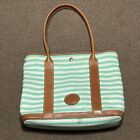 Dooney & Bourke Stonington Tote Purse Green & White striped handbag *stains