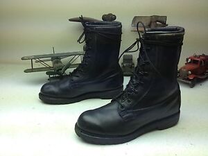 MADE IN USA BLACK LEATHER MILITARY ENGINEER MOTORCYCLE WORK BOOTS SIZE 12.5 D