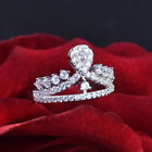 Crown 925 Silver Party Rings Elegant Women Cubic Zirconia Jewelry Size 6-10