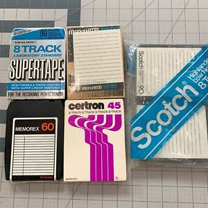 Lot 6 Blank Recordable 8-Track Tapes Realistic Maxell Certron Memorex Scotch