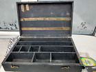 VINTAGE WOODEN FISHING TACKLE BOX WITH CONTENT