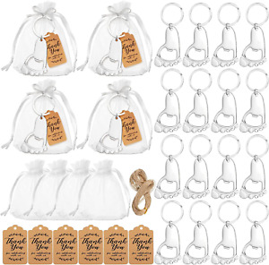 50 Pieces Footprint Keychain Bottle Opener Baby Shower Favors for Guest Baby Sho