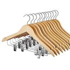 12 Pack Highgrade Wooden Suit Hangers Skirt Hangers With Clips Solid Wood Pants