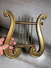 Antique Salvaged Wood Wooden Gold Gild Harp Musical Instrument Decor Decoration