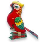 Vintage Walking Wind-Up Tin Bird Parrot Toy 1970's Missing Winding Key Vibrant