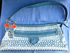 Tommy Hilfiger Women Shoulder Bag Small Cotton Blend Canvas Blue Pockets Zip