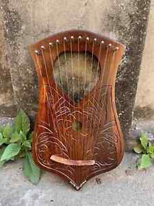 Heart Flower Lyre Harp Rosewood 12 Metal Strings with free beg key and strings