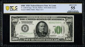 New Listing1928 $500 Five Hundred Dollar St. Louis FRN Gold Note Fr#2200H-DGS PCGS AU 55