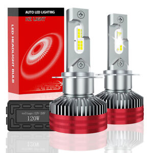 H4 LED Headlight Bulbs HZ High Low Beam Super Bright 6700K 40000Lumens 120W x2