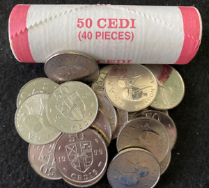Ghana 50 Cedis KM31 40 Coins Roll World Coins