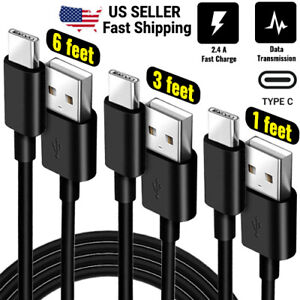 1/ 3/ 6 FT USB Type C Cable Fast Charge Data SYNC Cord for Galaxy S9 S10 S20 S21