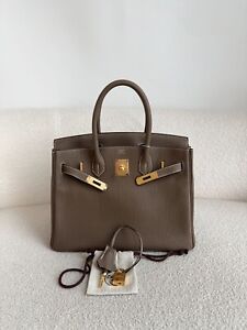Hermes Birkin30 Handbag Etoupe Togo Leather Gold Hardware Y Stamp 2020