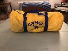 Vintage JOE CAMEL DUFFLE BAG w/ Logo - Yellow Blue - Gym  Nylon - Tobacco 16”