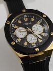 GUESS Poseidon 46mm Man's Designer Black Rubber Triple Date Wristwatch GW0057G1