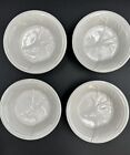 Pottery Barn Set of Four Holiday Christmas White Deer Embossed Dipping Bowls