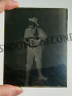 Antique Western Photo Glass Negative Cowboy w/ Bandolier And Rifle Gun outlaw