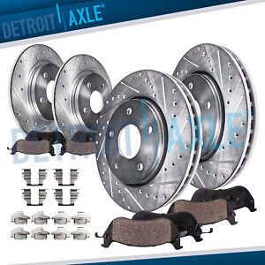 Front and Rear Drilled Rotors Ceramic Brake Pads for 2004 - 2008 Acura TL Base