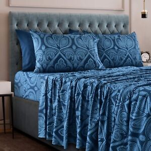 Deep Pocket 6 Piece Bed Sheets Set 1800 Series Luxury Comfort Paisley Sheet Set