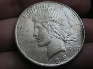 1928 P Silver Peace Dollar, Philadelphia, VG/Fine Details, Fire Damaged