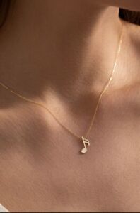 14k Gold Music Note Necklace for Women - Jewelry for Present - Gold Pendant