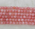Faceted 4mm Natural Pink Rhodochrosite Round Gemstone Loose Beads 15'' Strand