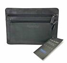 Briggs & Riley Travelware Black Leather Flat Accessory Bag Office Toiletry NEW!
