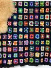 New ListingVintage Handmade Crochet Afghan Blanket Throw Granny Square Black Navy 42