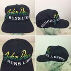 JOHN DEERE - Nothing Runs Like A Deere, Vtg 90s K-Brand Black SnapBack Farm Hat