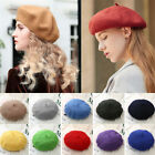 Warm French Style Lightweight Casual Classic Beanie Solid Color Wool Beret Women