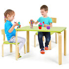 3 Piece Kids Wooden Table and 2 Chairs Set Children Activity Art Desk Furniture