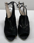 Caparros Women High Heels Lace Up Size 8B Man Made Upper & Sole Black Shoes