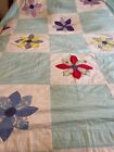 New ListingVintage Quilt Square Applique Flower 72” x  82” Repair Cutter Stacker Hand Sewn