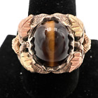 10Kt & Sterling Silver Tigers Eye Stone Ring Size 11.5. Lot.82