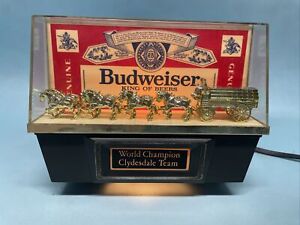 Vintage Budweiser Beer World Champion Clydesdale Team Light w/ Stand - WORKS