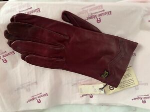 vintage Etienne Aigner oxblood/burgundy leather gloves with original tags