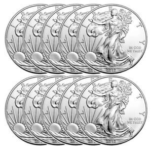 1 oz American Silver Eagle Coin (Random Year - Lot of 10)