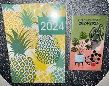 2 Year Plants Pocket Calendar & Pineapple Monthly Planner Book 2024-2025 Set Lot