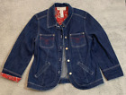 Women's Sag Harbor Sport Blue Jean Denim Jacket Red Paisley Coat  Jacket Size 10