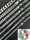 REAL Solid 925 Silver Flat Miami Curb Cuban Link Chain Necklace 3-10.5mm 16-30