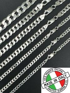REAL Solid 925 Silver Flat Miami Curb Cuban Link Chain Necklace 3-11mm 16-30