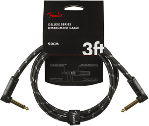 Fender Deluxe BLACK TWEED Electric Guitar/Instrument Cable, Right Angle, 3' ft